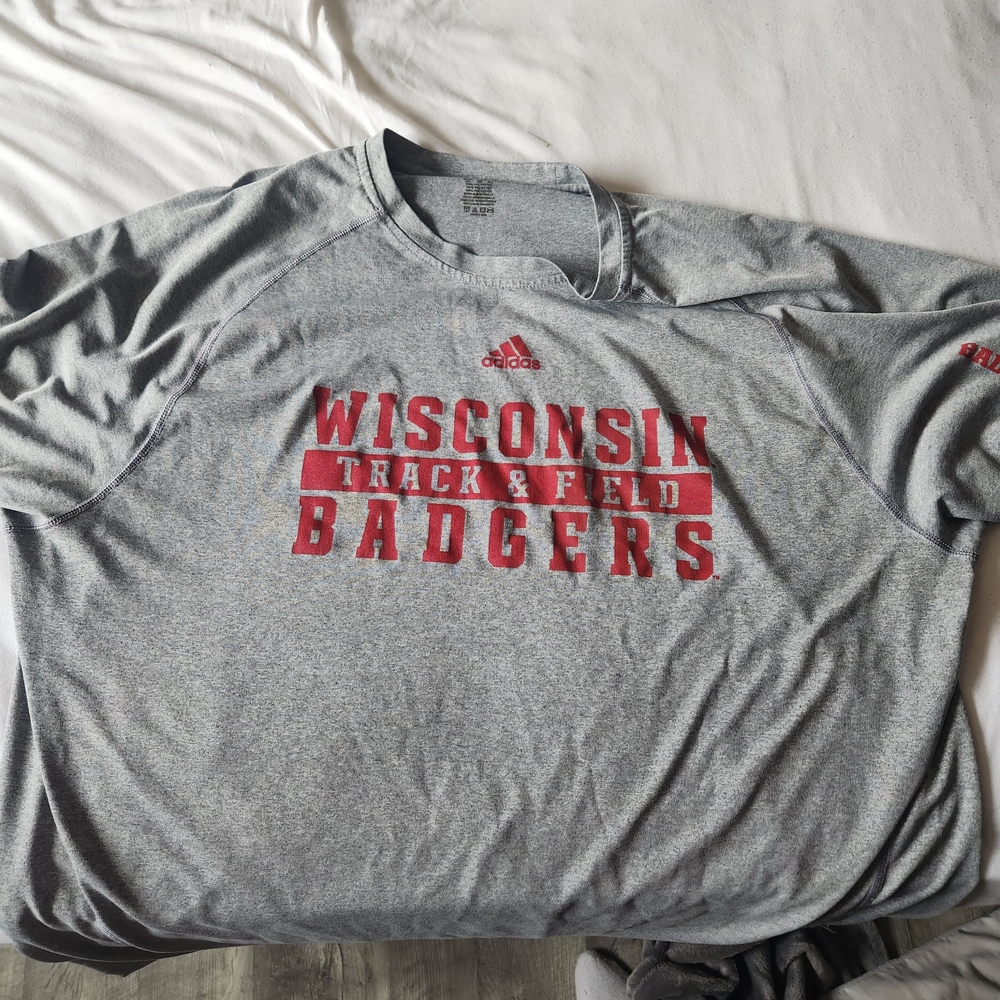 Adidas Gray Wisconsin Track & Field Tee